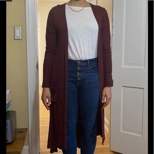 Long ribbed duster cardigan